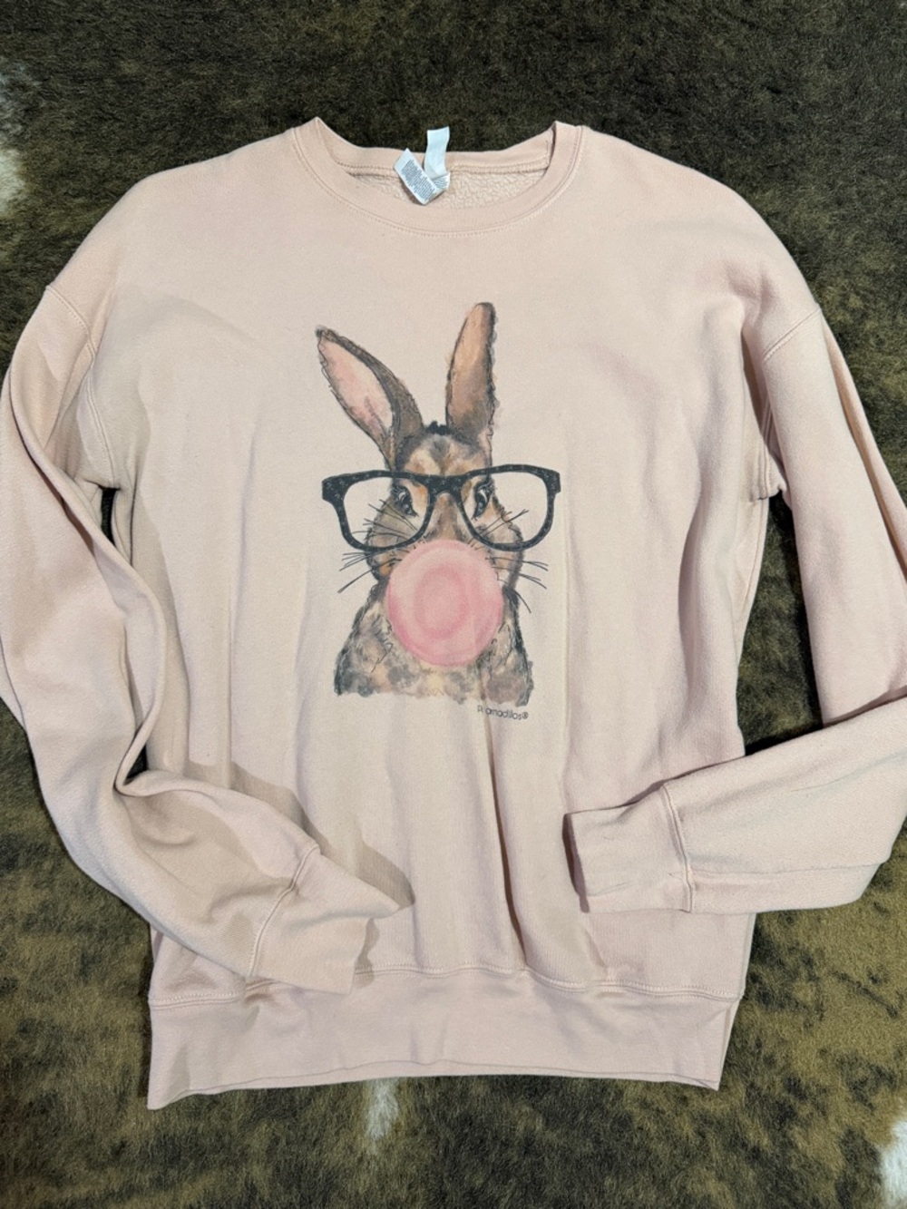 Bubble Gum Bunny Graphic Sweatshirt - Light Pink
